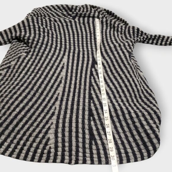 Lineamaglia Italy Wool Alpaca Blend Drape Front Cardigan Black Grey Stripe Sz Sm - Picture 10 of 11
